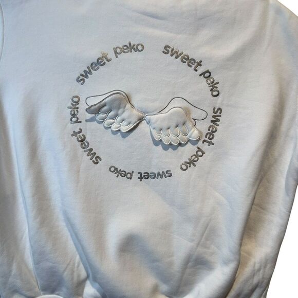 Peko 3D Sweatshirt White/Silver Angel Wings Sweet Peko Size S (See Measurements) - Picture 8 of 13